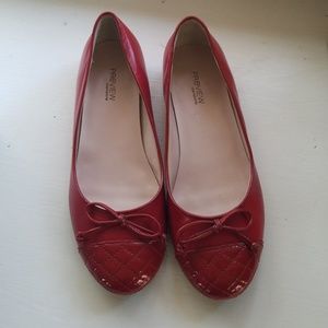 Red leather flats